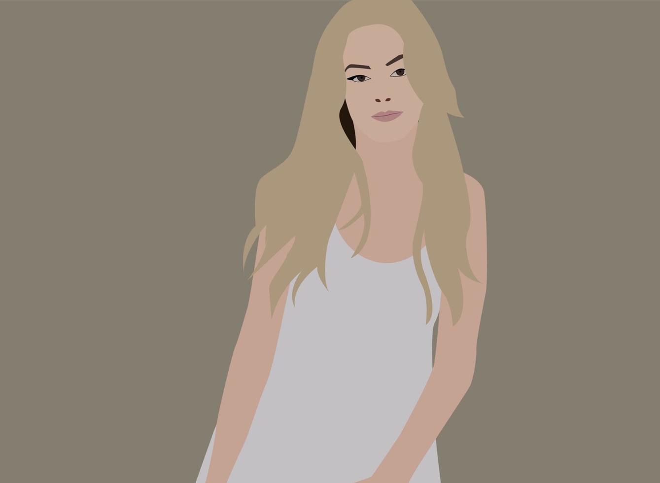 chica con vestido blanco, ilustración, vector sobre fondo blanco.