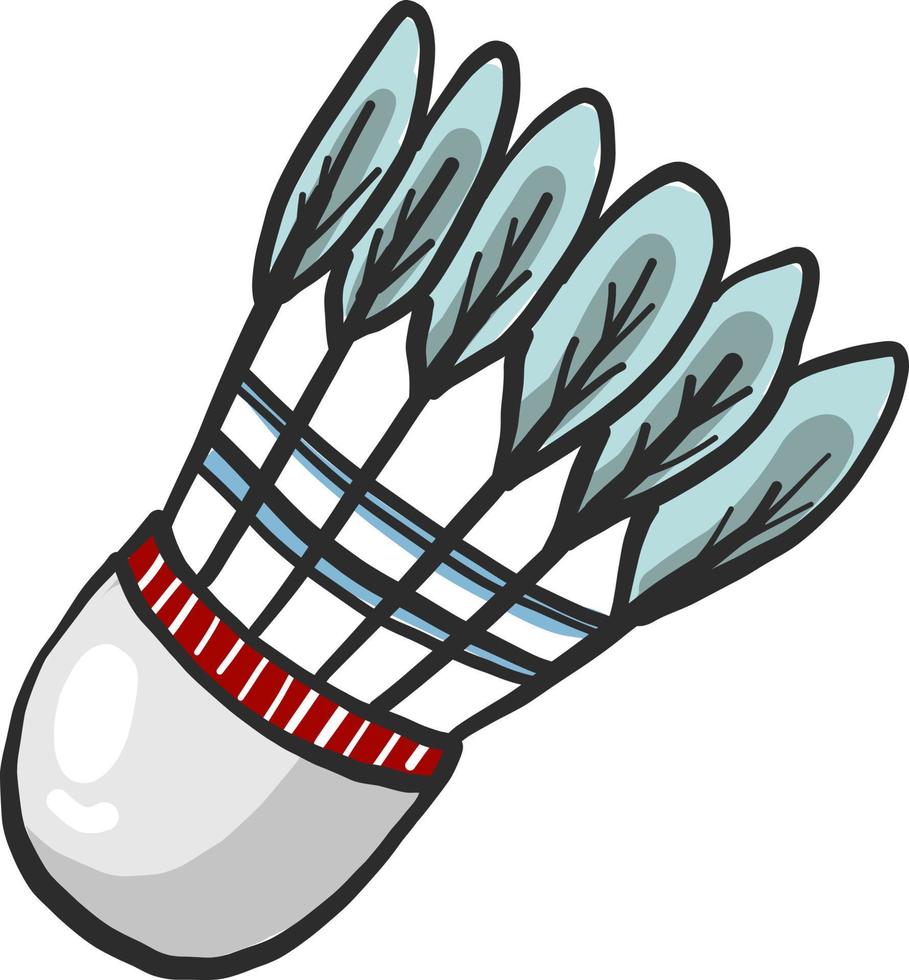 White shuttlecock, illustration, vector on white background