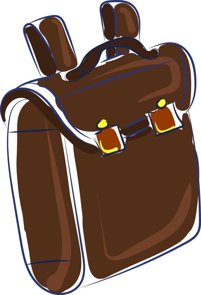 Brown bag drawing, illustration, vector on white background.