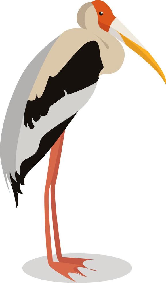 Painted stork, illustration, vector on white background