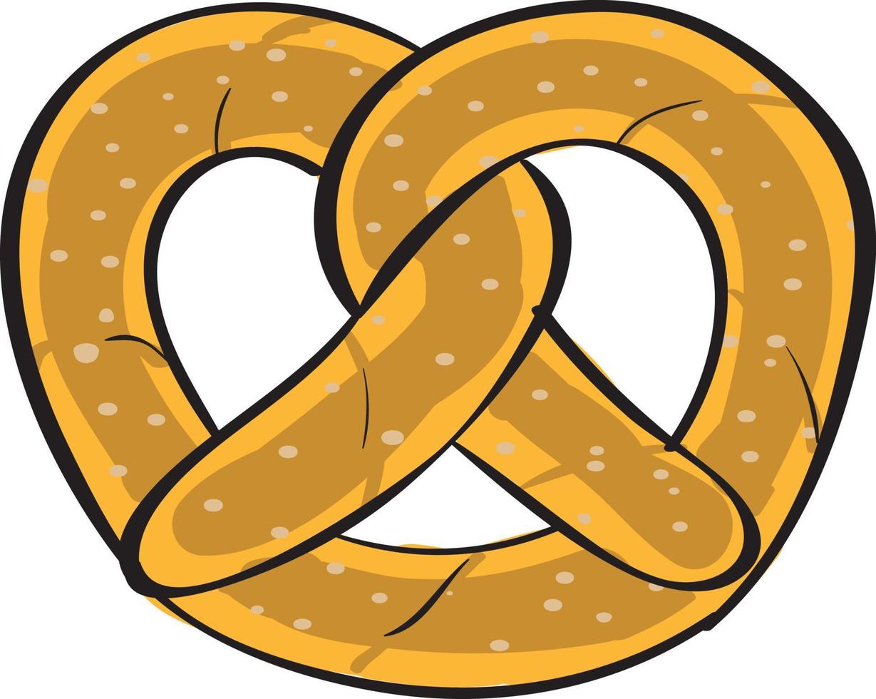 Pretzel, illustration, vector on white background.