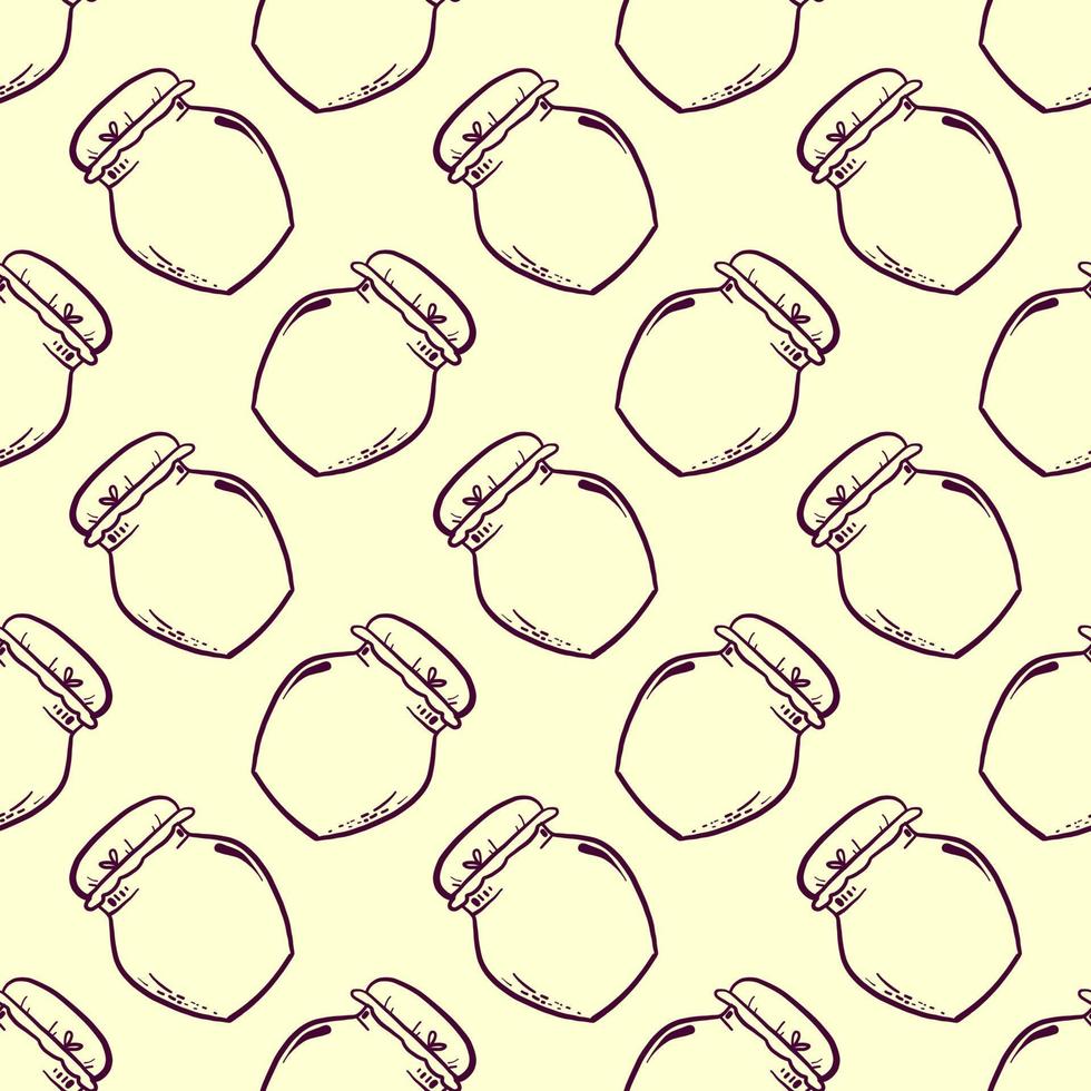 Glass jar, seamless pattern on light beige background. vector