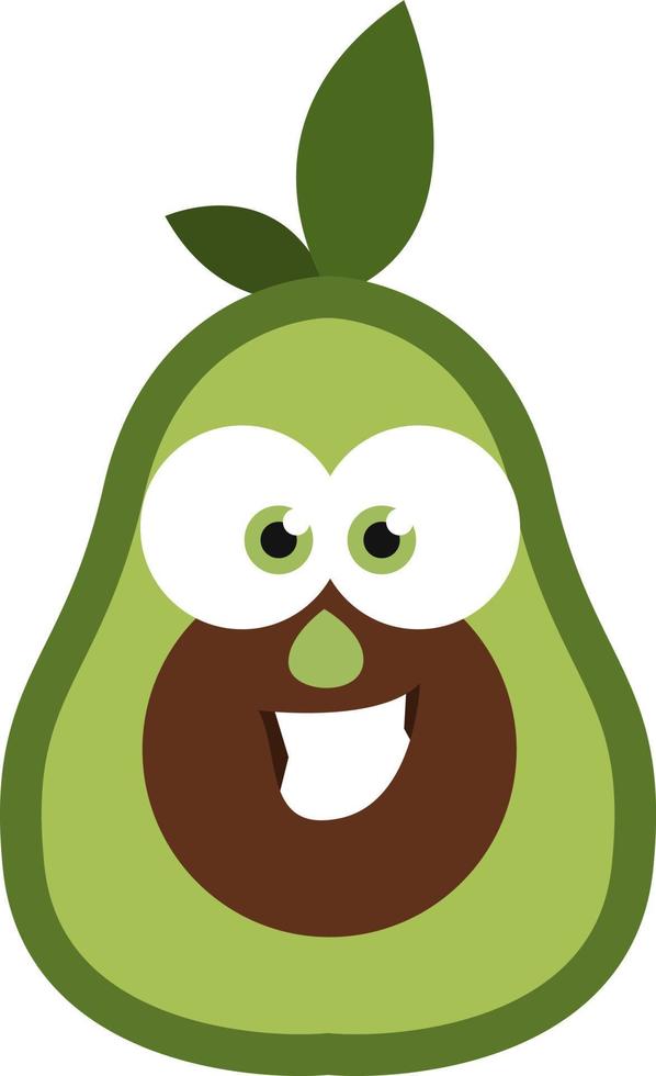 Avocado with eyes, illustration, vector on a white background.