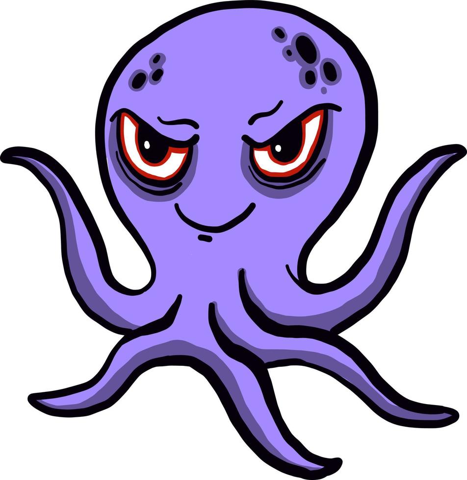 pulpo morado, ilustración, vector sobre fondo blanco