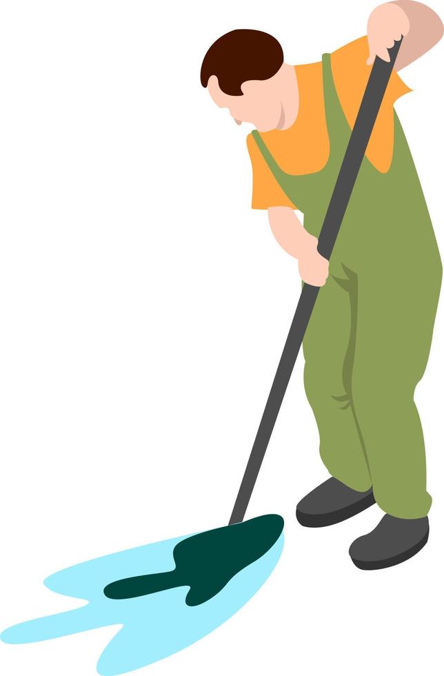 Man cleaning, illustration, vector on white background.