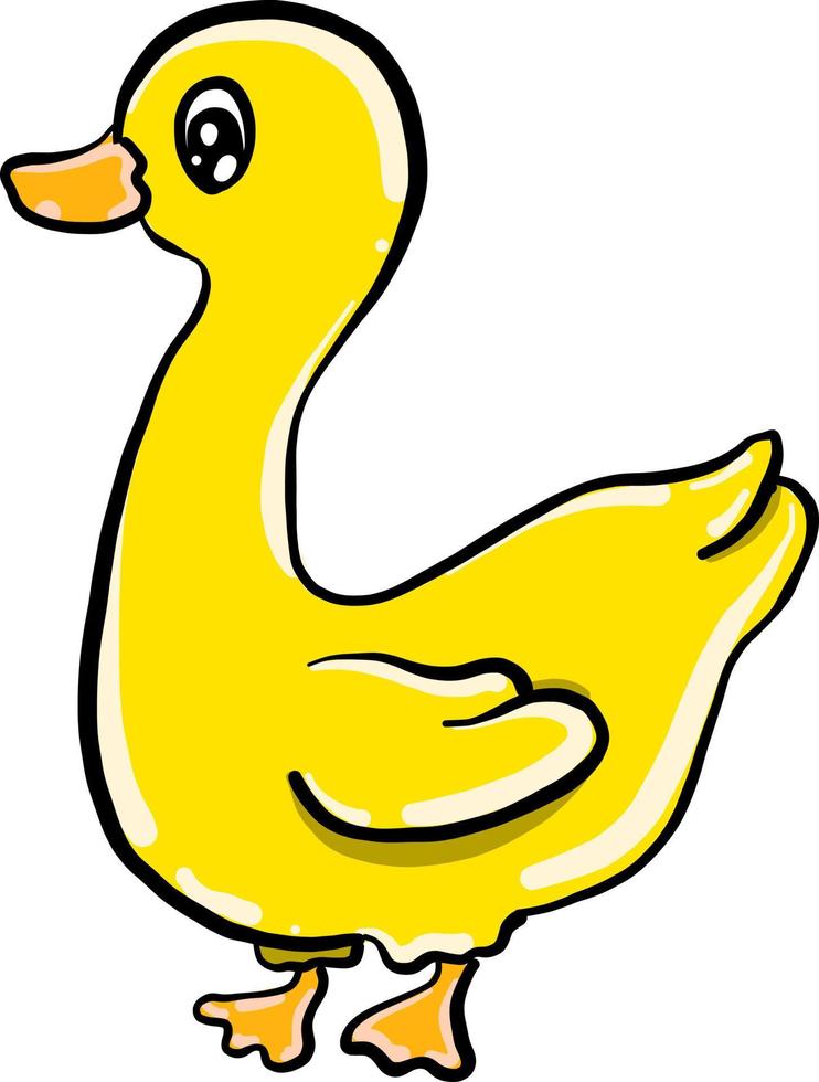 Yellow duck, illustration, vector on white background.