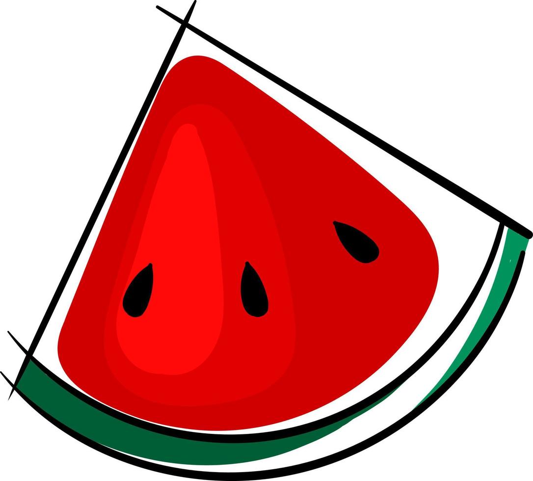 Small slice of watermelon, illustration, vector on a white background.