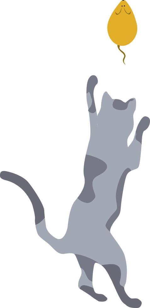 Playing cat, illustration, vector on white background.