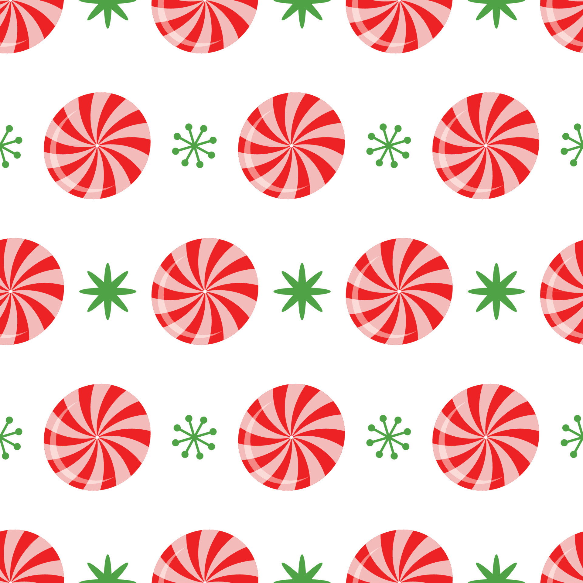 Simple classic seamless Christmas pattern. Traditional green, red color  gift paper. Bright New Year background decorated snowflakes, sweet candies  Vector winter design for wallpaper, fabric, textile 13560874 Vector Art at  Vecteezy