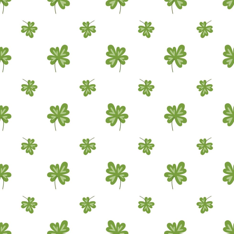 Four leaf clover pattern Seamless fortune clover background Luck print textiles nature design. Vector illustratin. Decorative clover leaves. Hand drawn green leaf.
