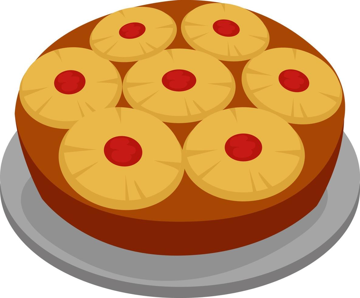 Tarta de piña, ilustración, vector sobre fondo blanco.