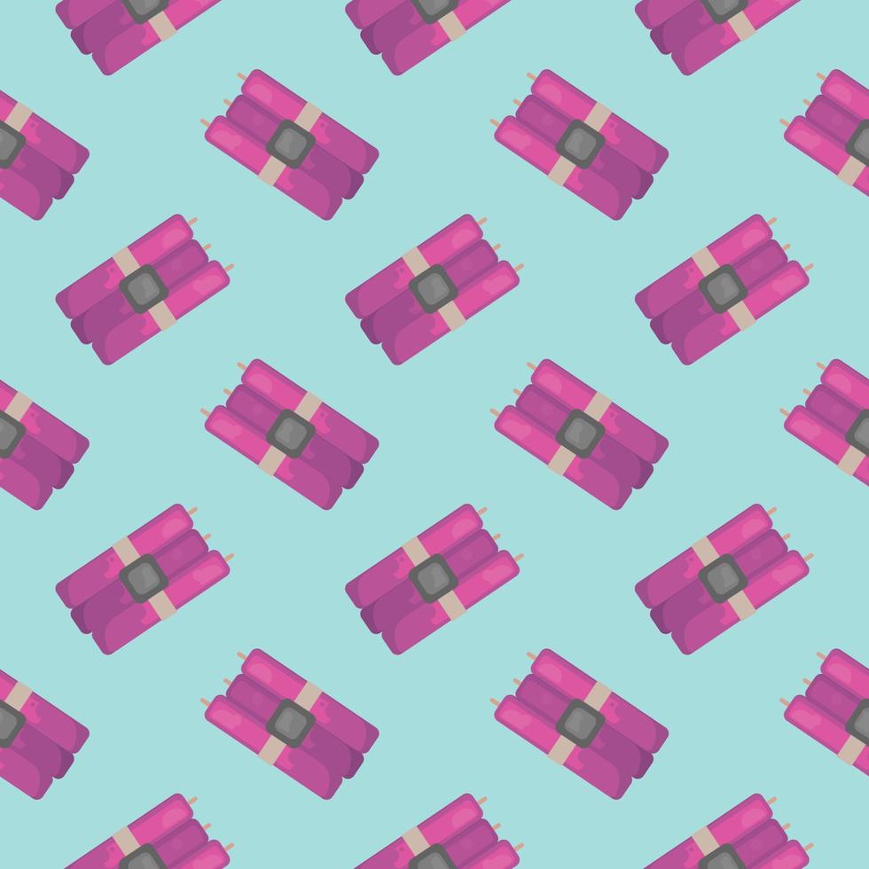 Purple dynamite,seamless pattern on blue background. vector