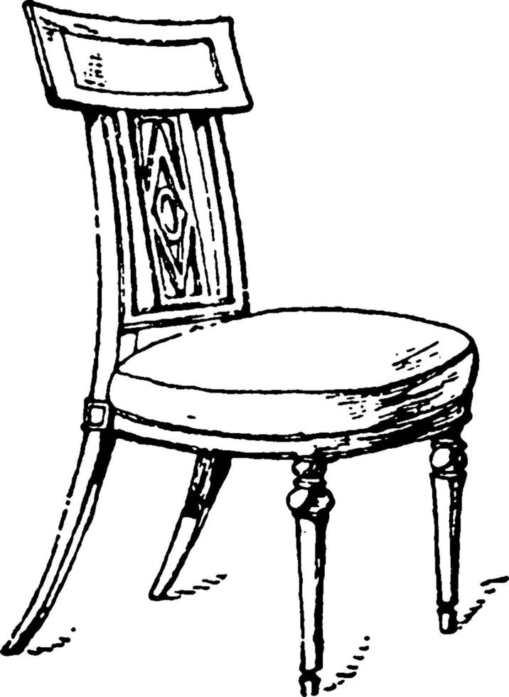 French Empire Period Chair, vintage illustration. vector