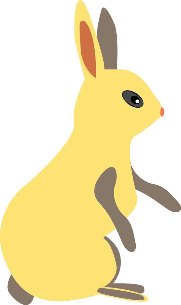 Yellow rabbit, illustration, vector on white background.