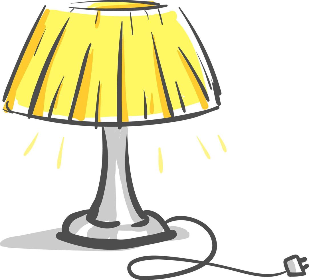 Yellow table lamp, vector or color illustration.