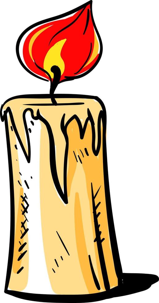 Candle drawing, illustration, vector on white background.