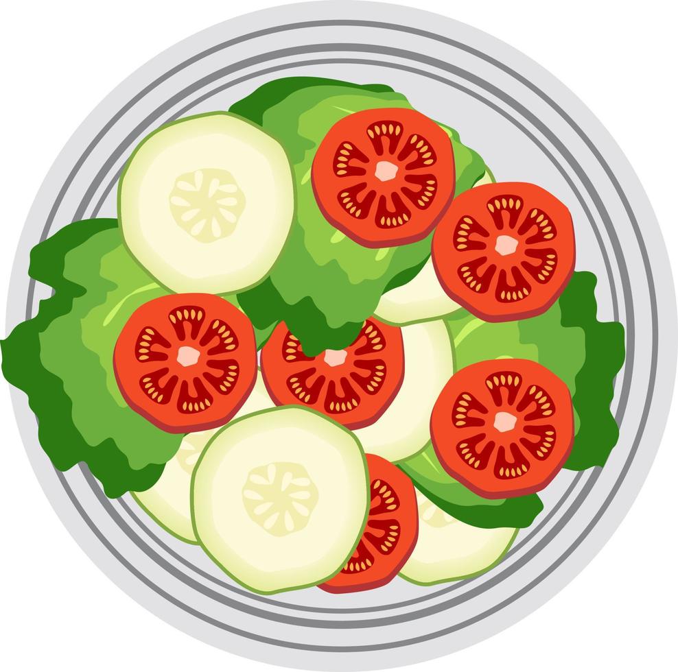 Deliciosa ensalada, ilustración, vector sobre fondo blanco.