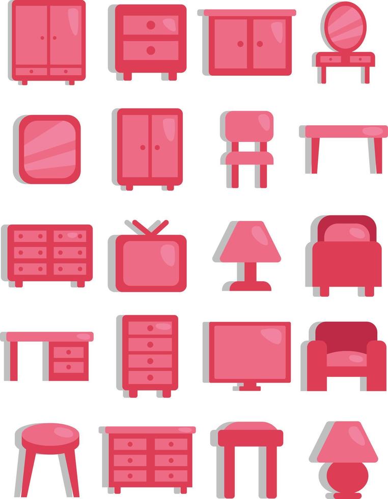 Pink furniture, illustration, vector on a white background.