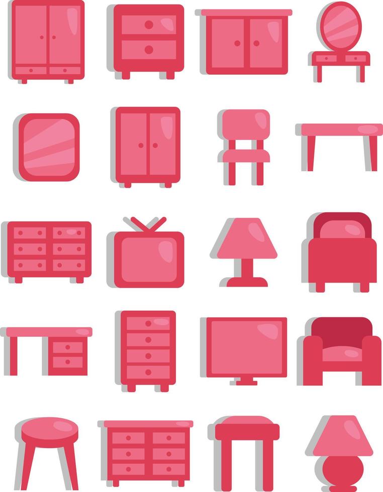 muebles de color rosa, ilustración, vector sobre fondo blanco.