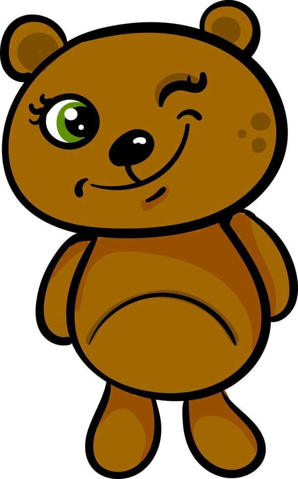 Cute little bear wiinking, illustration, vector on a white background.