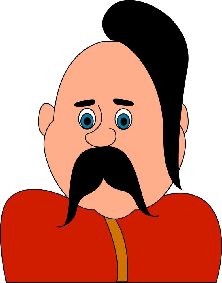 Cossack in red shirt, illustration, vector on white background.