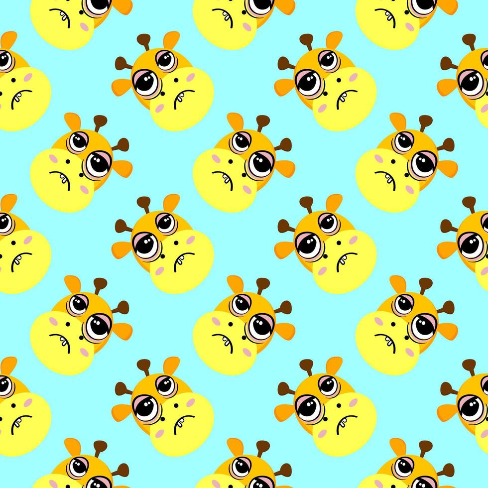 Tired giraffe, seamless pattern on blue background. vector