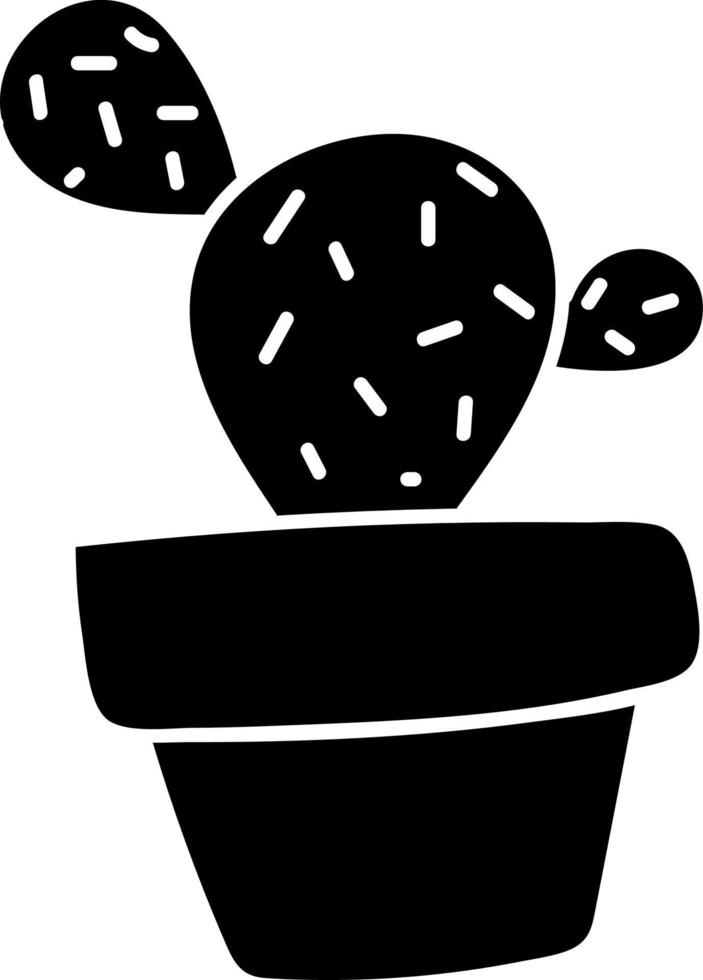 Tres cactus circulares en una olla, ilustración, vector sobre fondo blanco.