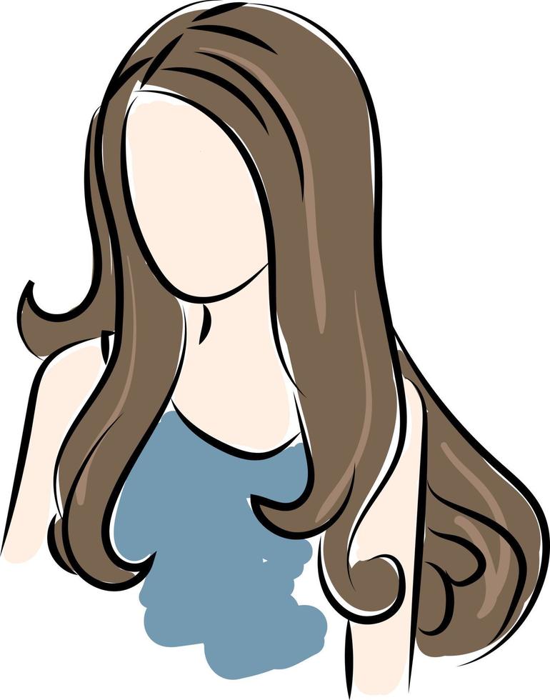 Girl with long hair, illustration, vector on white background
