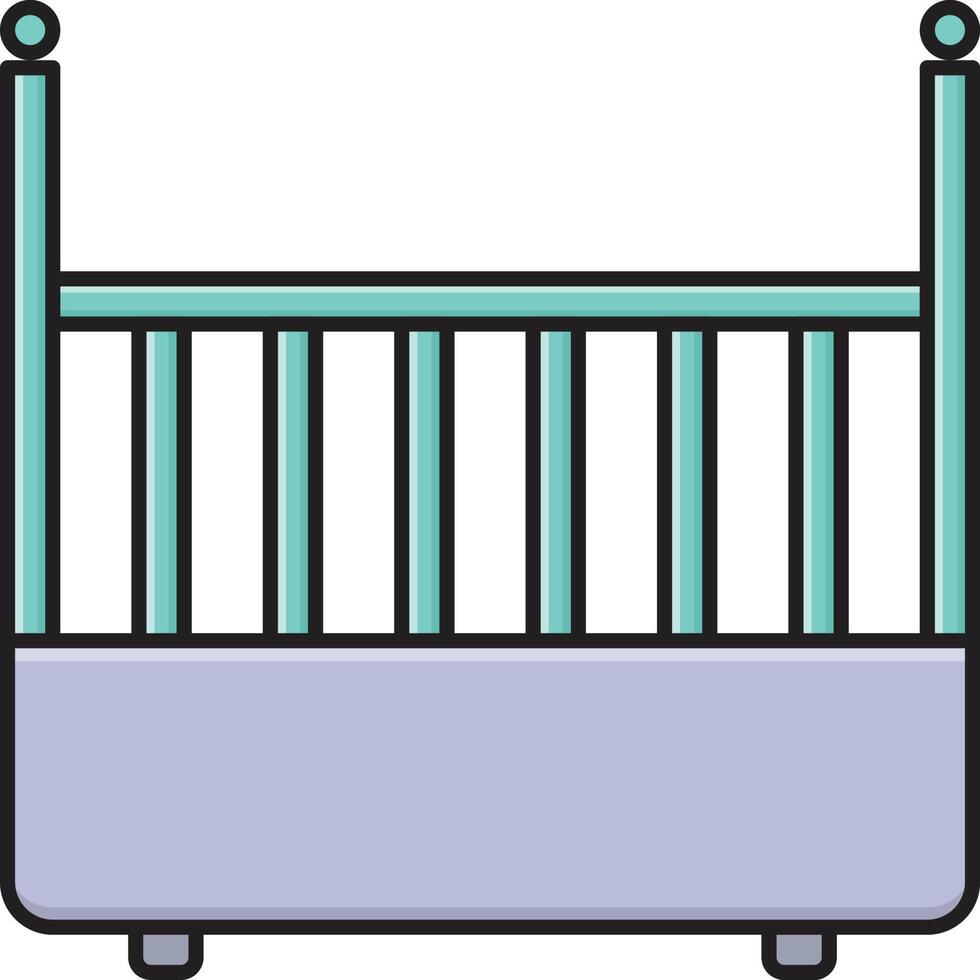 ilustración de vector de cama de bebé en un fondo. símbolos de calidad premium. iconos vectoriales para concepto y diseño gráfico.