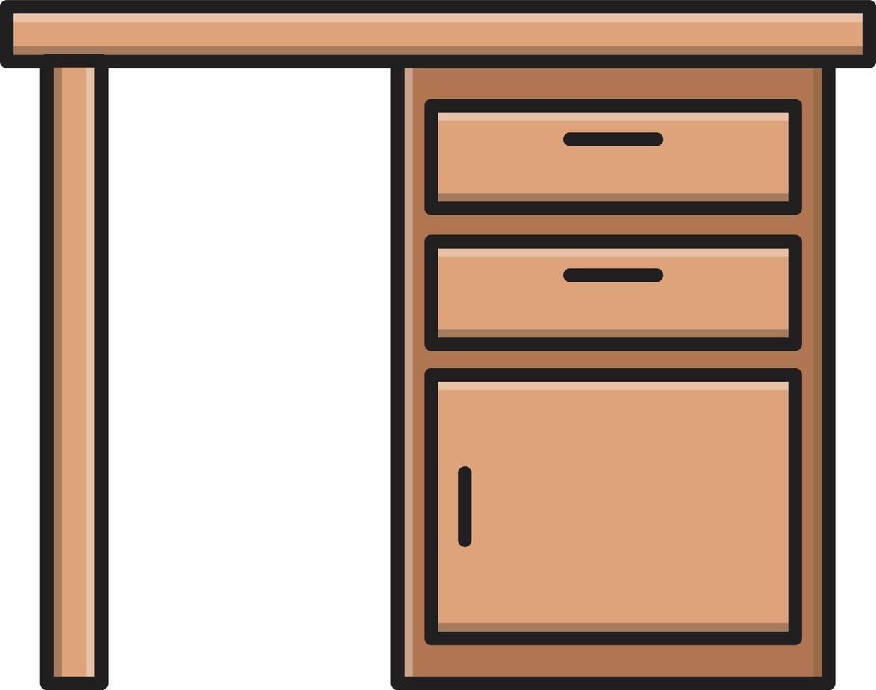 ilustración de vector de mesa de cajón en un fondo. símbolos de calidad premium. iconos vectoriales para concepto y diseño gráfico.