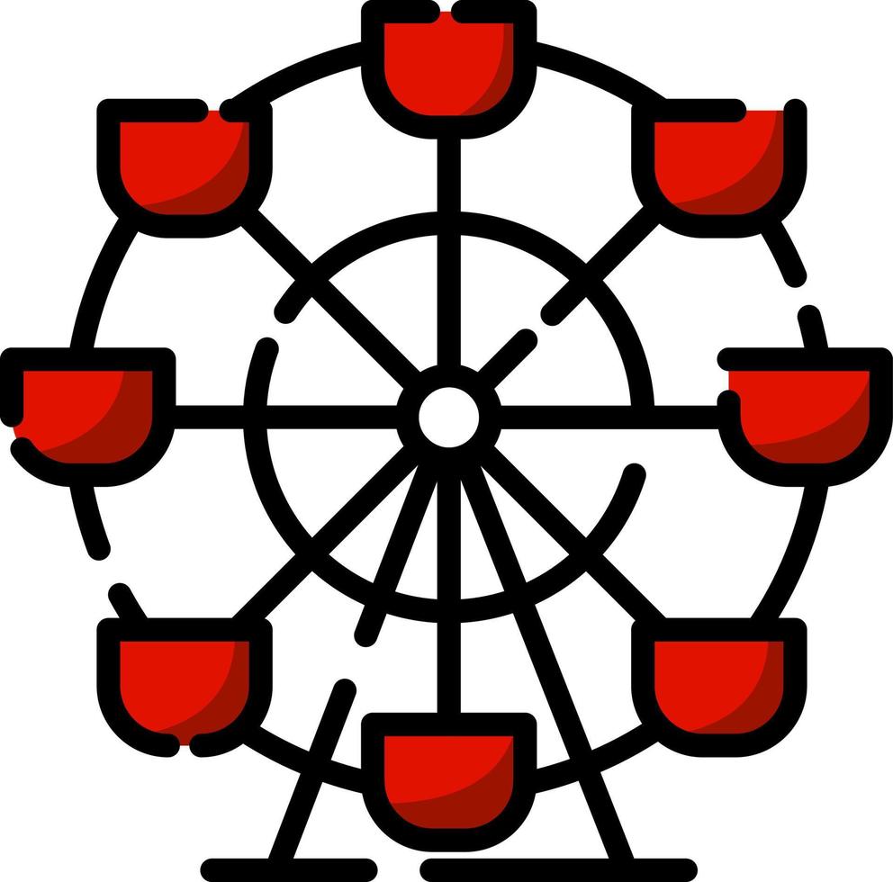 Amusment park ferris wheel, illustration, vector on a white background.