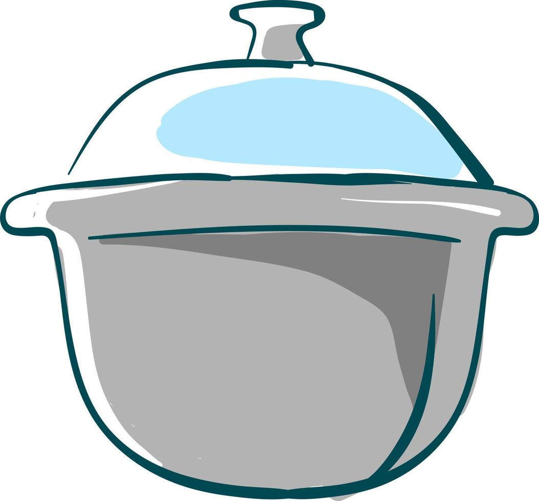 Kitchen pot sketch, illustration, vector on white background.