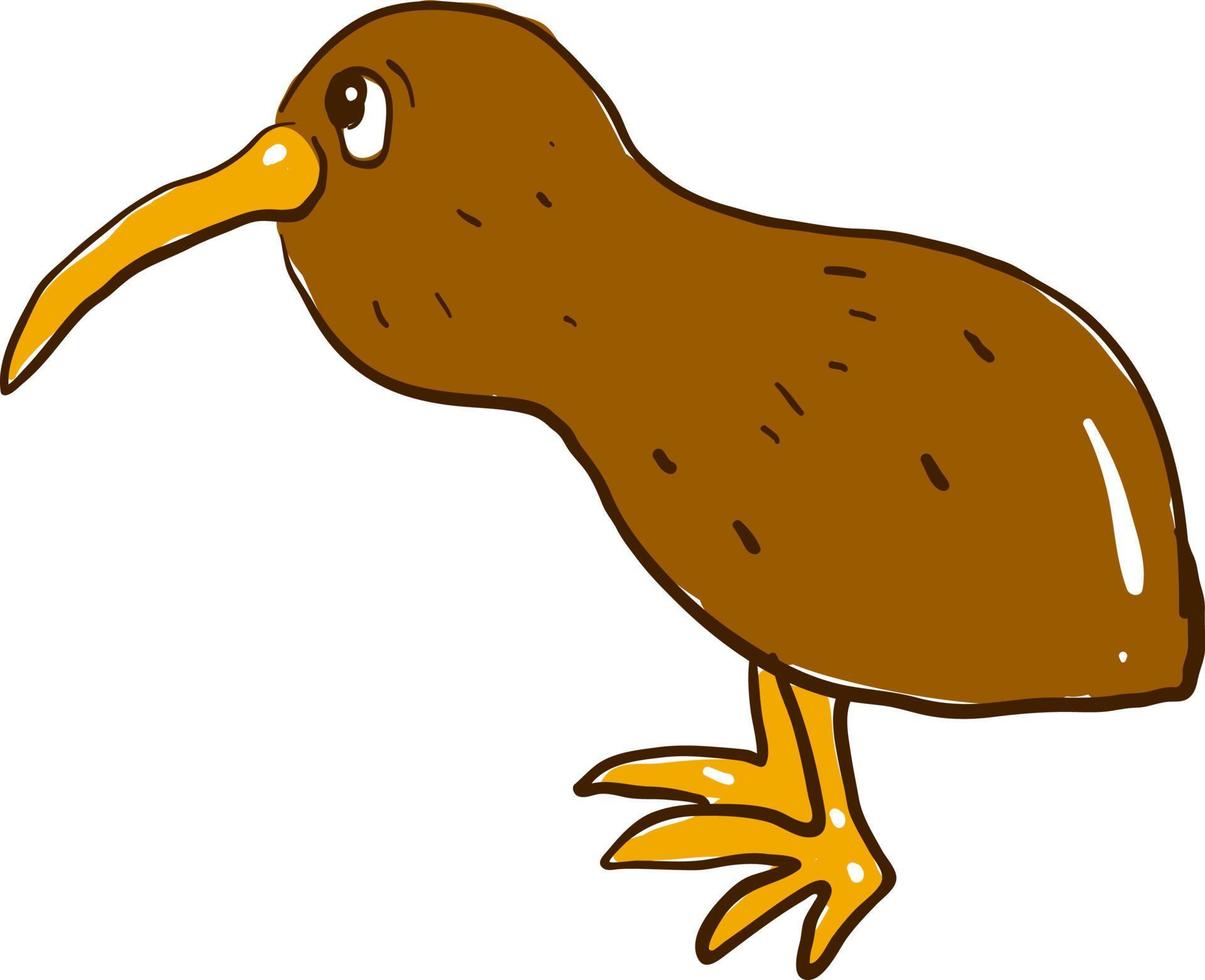 Sad kiwi animal, illustration, vector on white background.