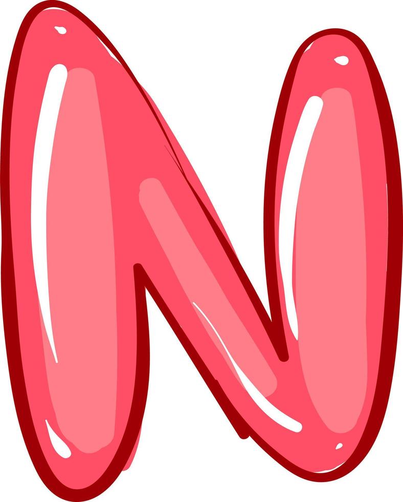 Letter N, illustration, vector on white background.