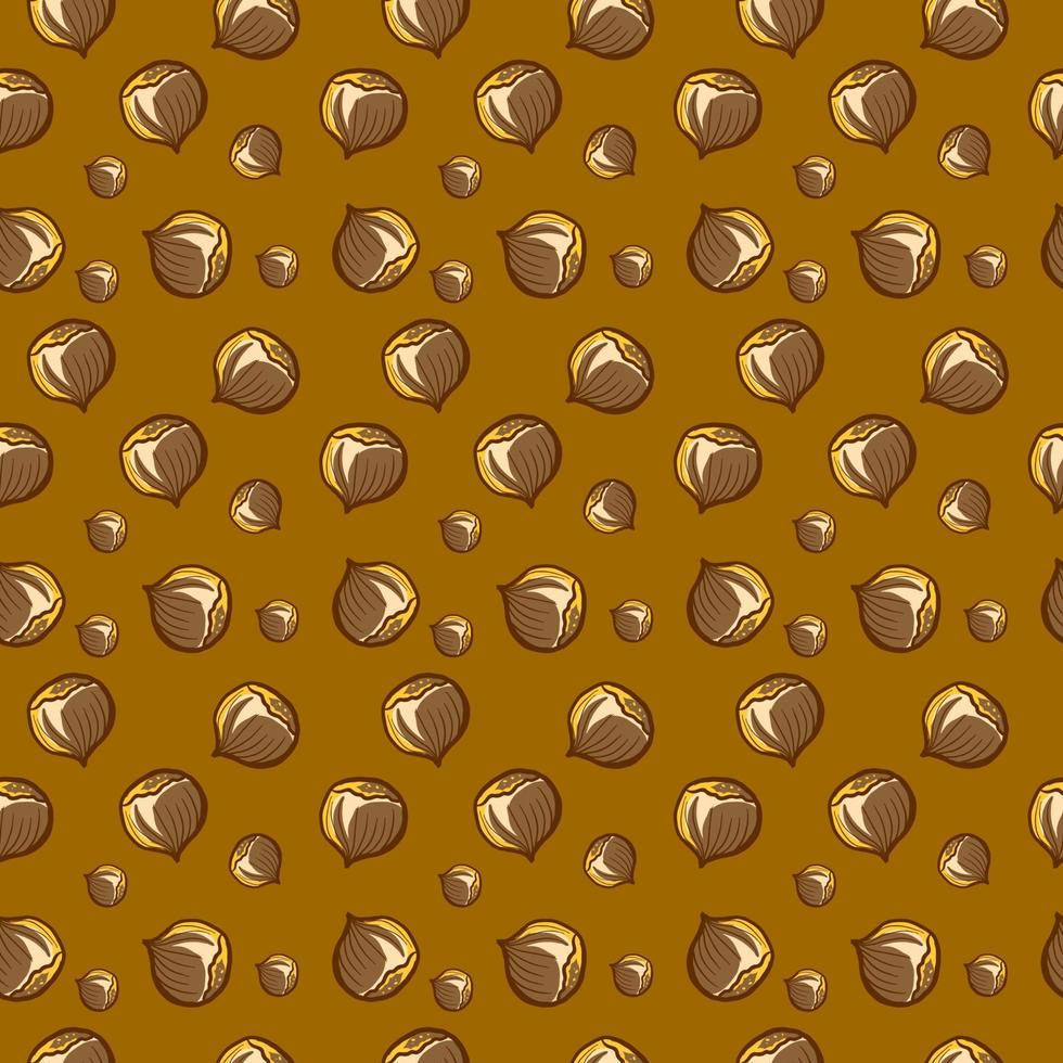 Hazelnut pattern, illustration, vector on white background.