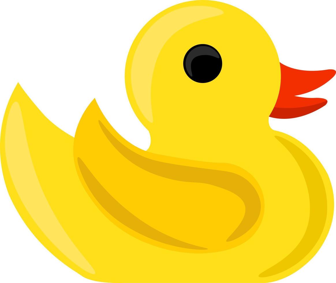 Rubber yellow duck, illustration, vector on white background.