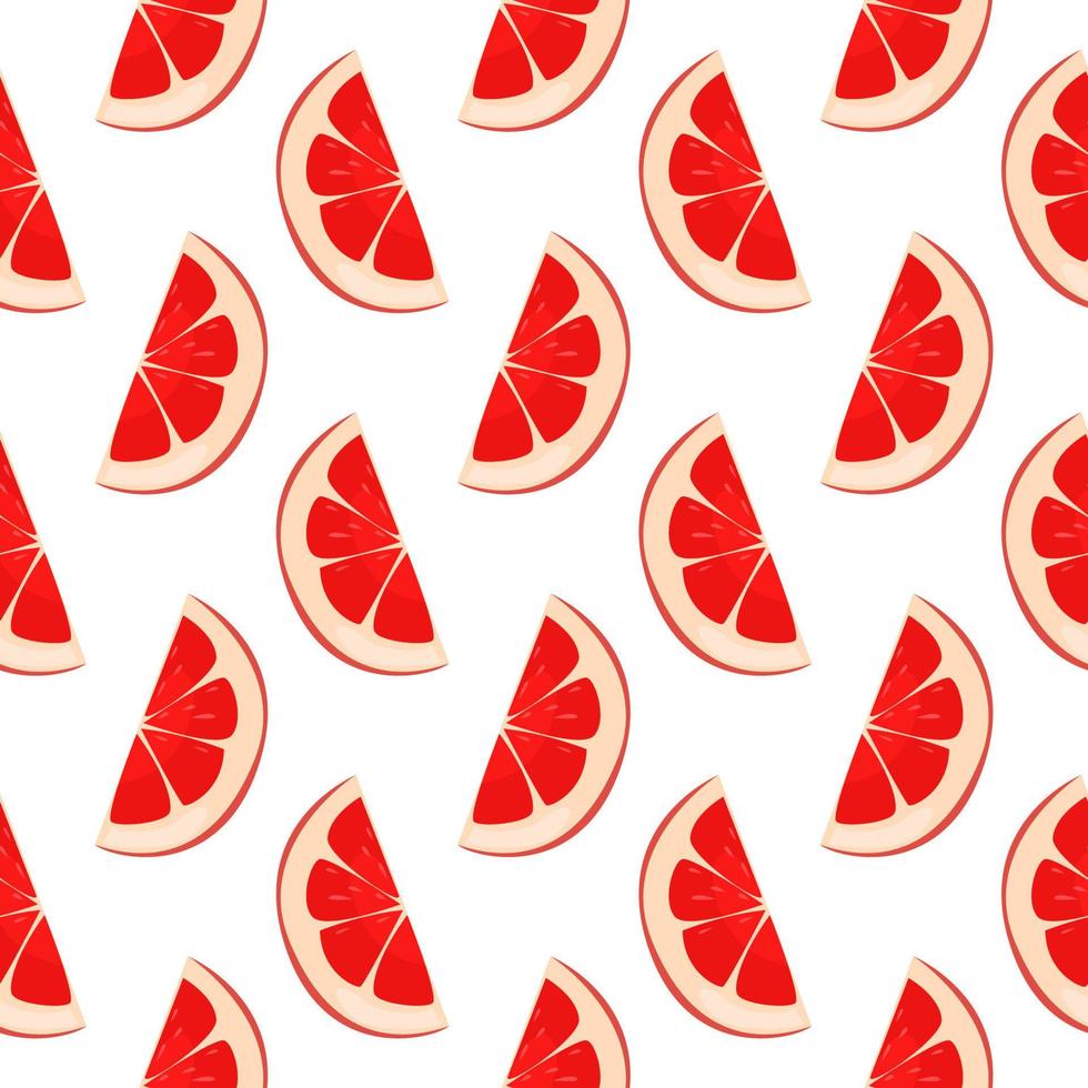 Red grapefruit ,seamless pattern on white background. vector