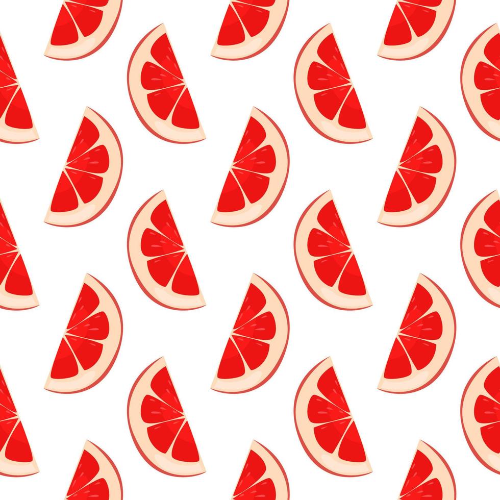 Red grapefruit ,seamless pattern on white background. vector