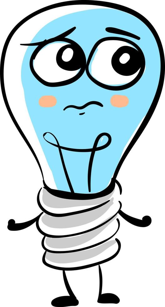 Sad lighting bulb, illustration, vector on white background.