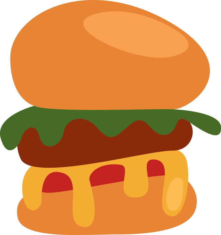 Fastfood burger, illustration, vector on a white background.