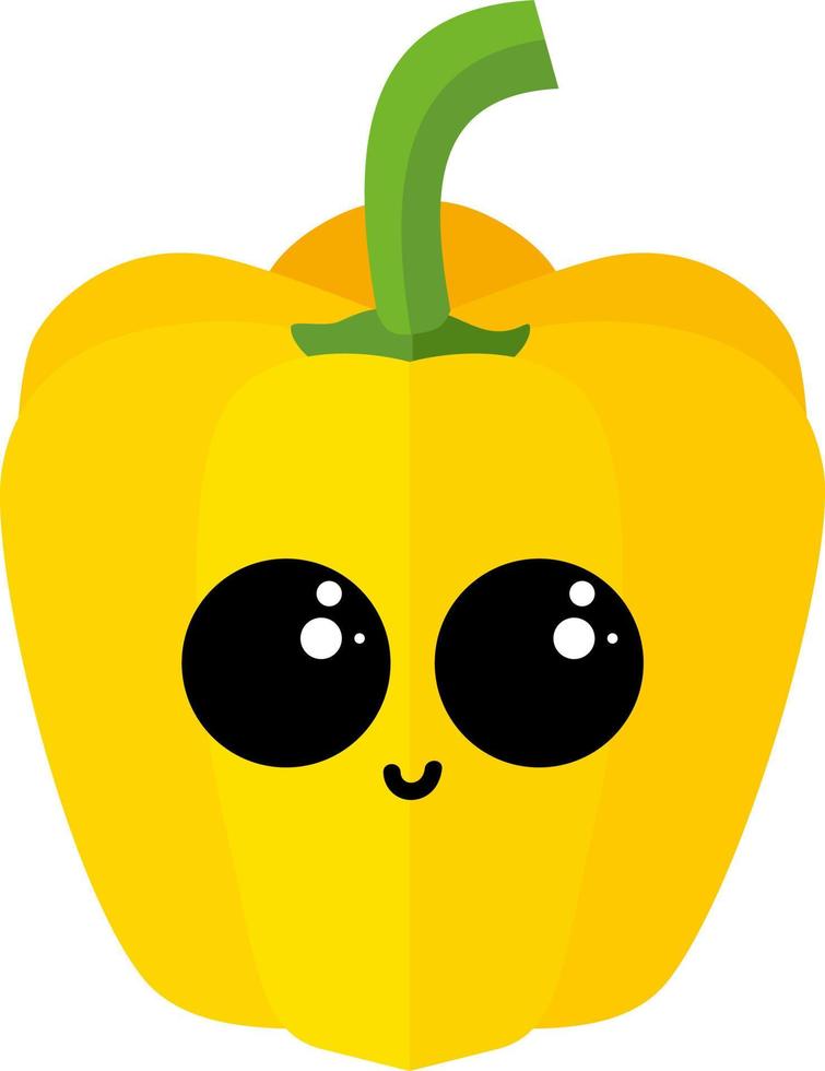 Yellow pepper with eyes, illustration, vector on white background