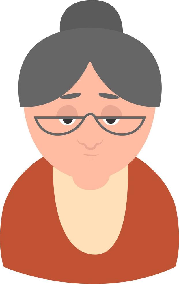 Granny with glasses, illustration, vector on white background.