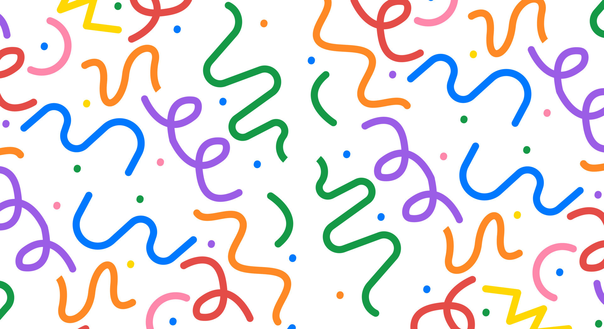 Fun Colorful Line Doodle Seamless Pattern Minimalist Style Art ...