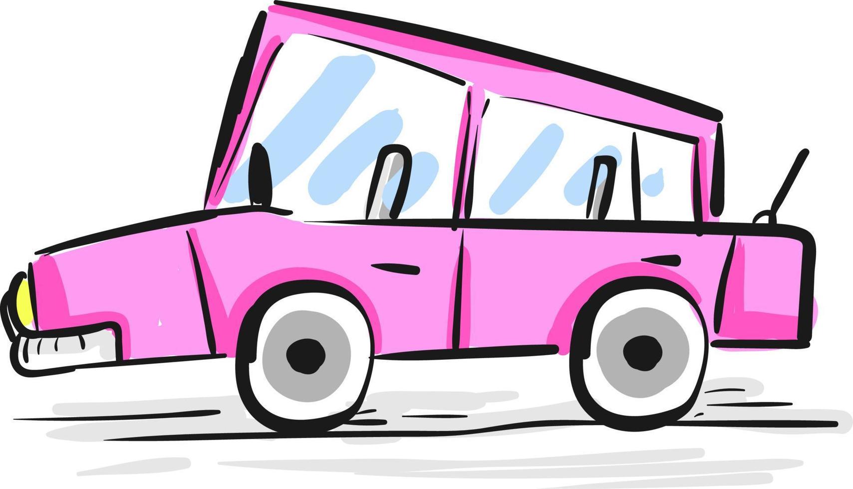 una ilustración de coche, vector o color rosa.