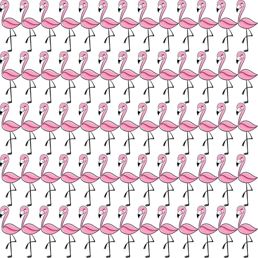 Flamingo wallpaper, illustration, vector on white background.