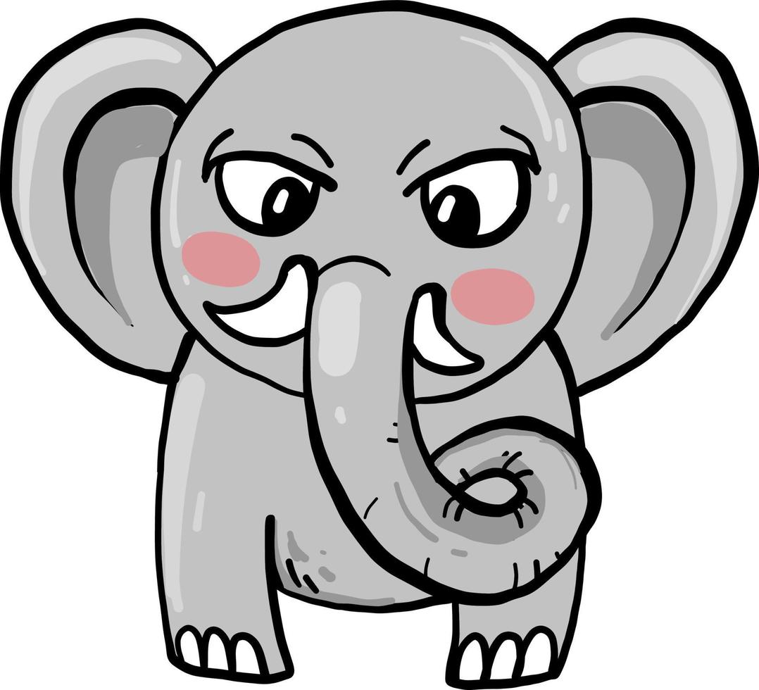 Angry elephant, illustration, vector on white background.