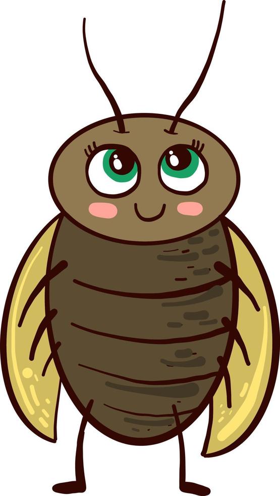 Happy cocroach, illustration, vector on white background.
