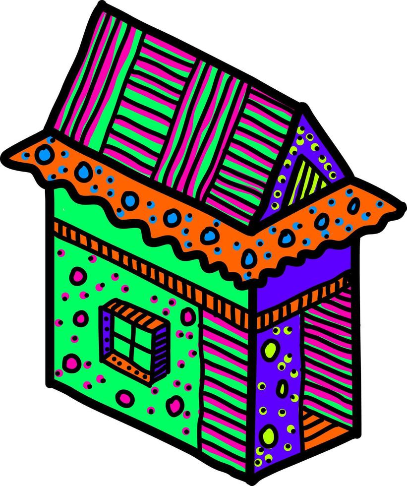 Cabaña colorida, ilustración, vector sobre fondo blanco