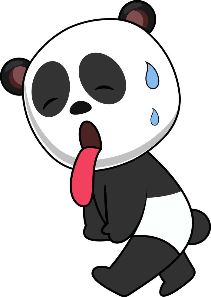 Tired panda, illustration, vector on white background.