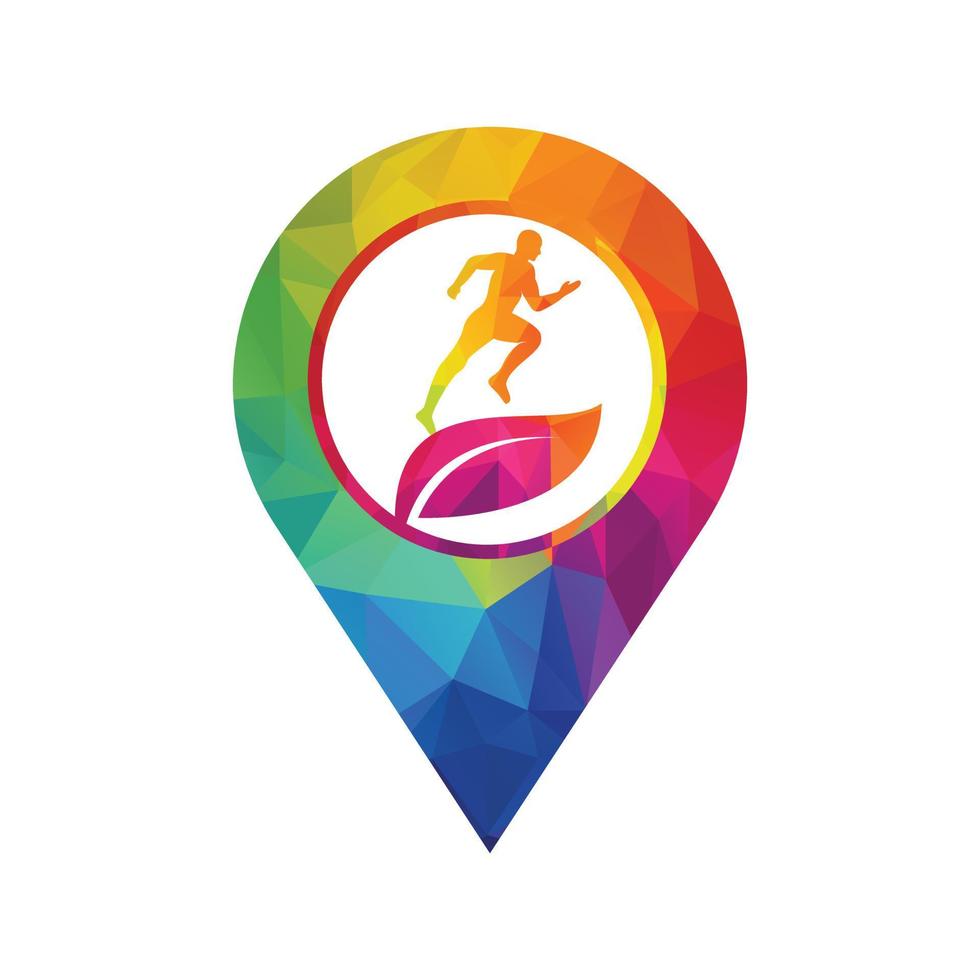 Green leaf runner logo concept design. Physiotherapy treatment concept vector design.